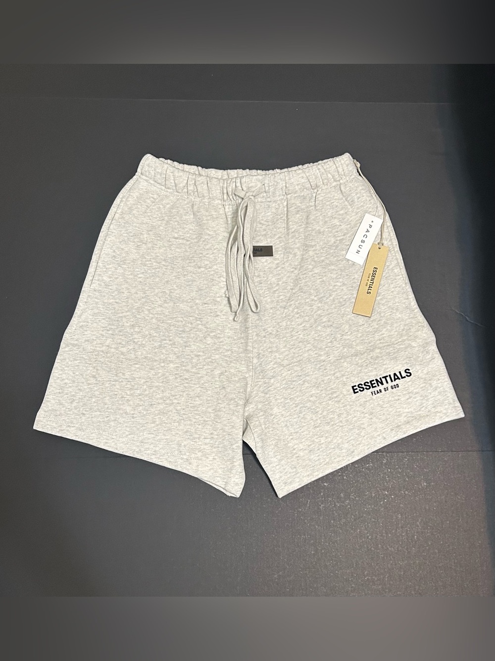 ESSENTIALS Light Gray Fleece Drawstring Athletic Shorts